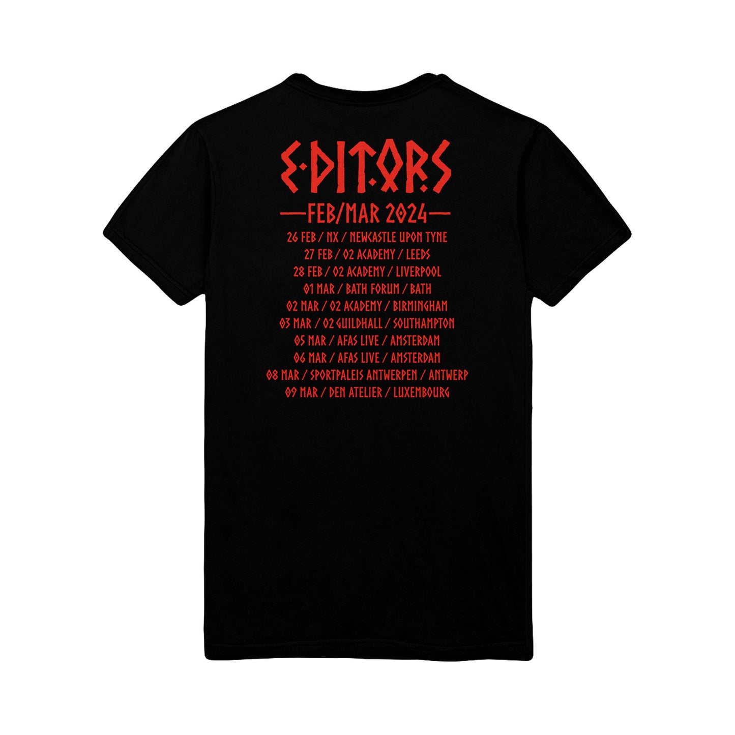 Red Runes Logo 2024 Tour T-Shirt Black