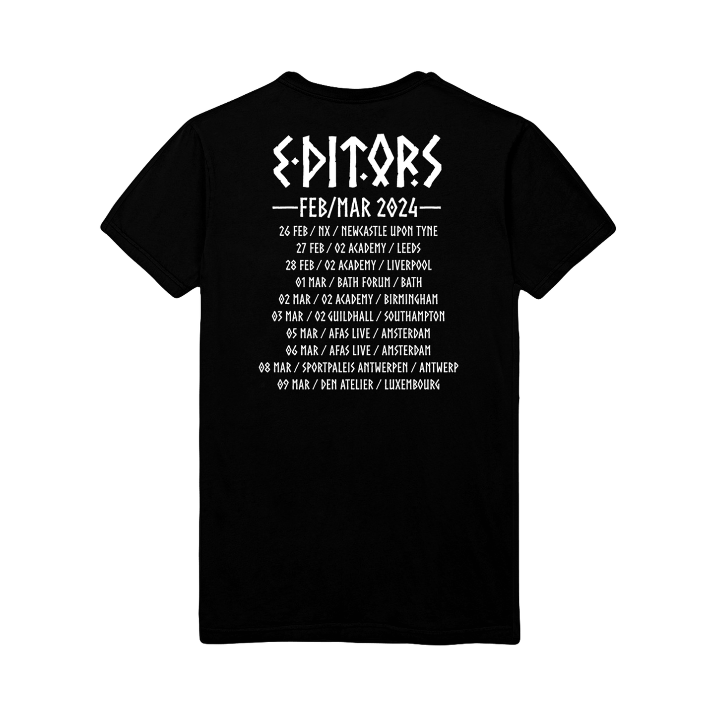 White Runes Logo 2024 Tour T-Shirt Black